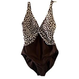 Ocean Dream One Piece Swimsuit Size 14 Brown Animal Print